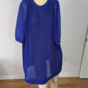 TED Baker London Royal blue flowy long sleeve pleated dress